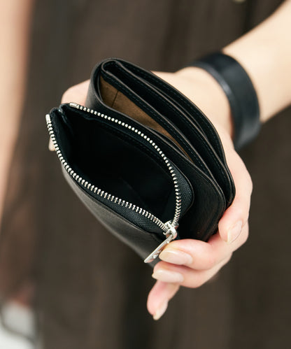 Patch pocket wallet - Black / Baby buffalo leather