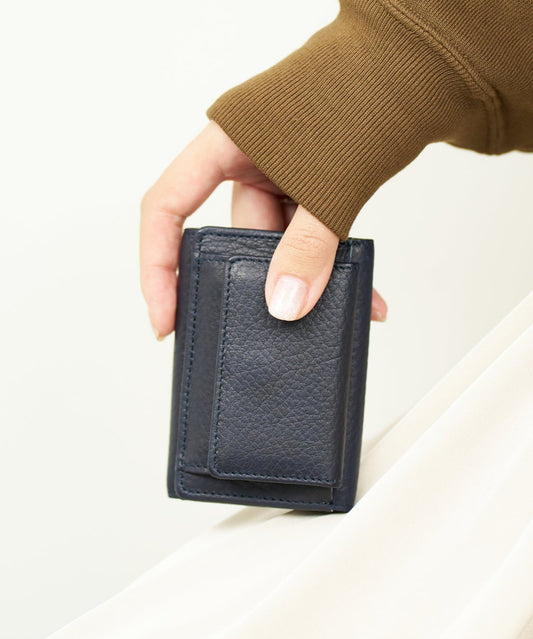 #55b / Mini wallet (Indigo blue) / cowhide "BABY BUFFALO"