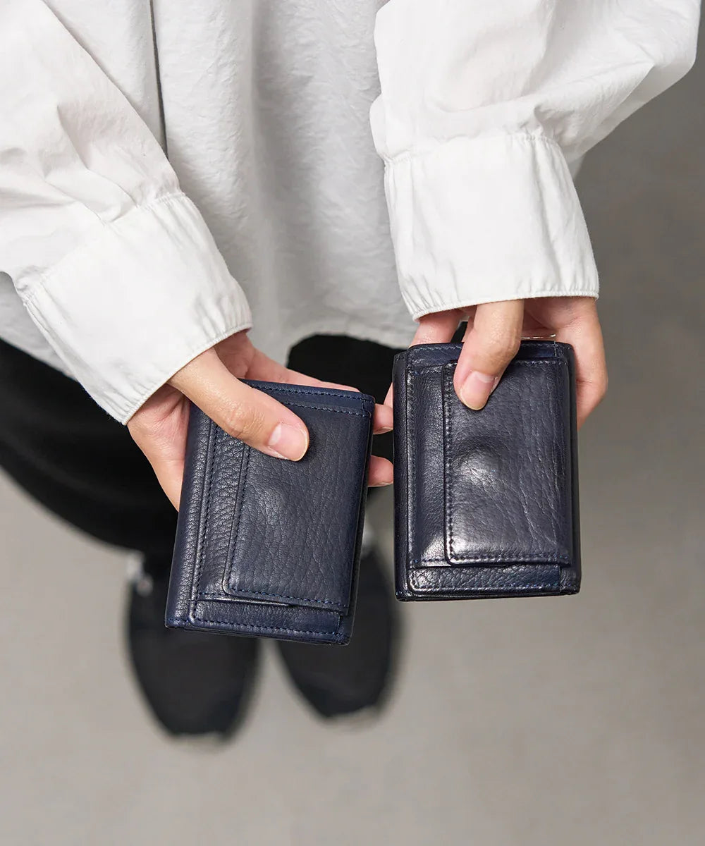 Mini wallet - Indigo blue / Baby buffalo leather