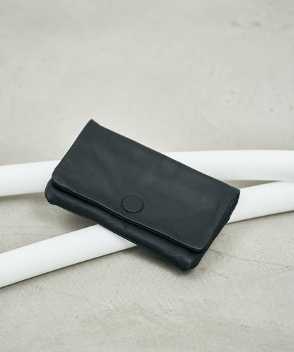 Flap Wallet - Black / goatskin Bare