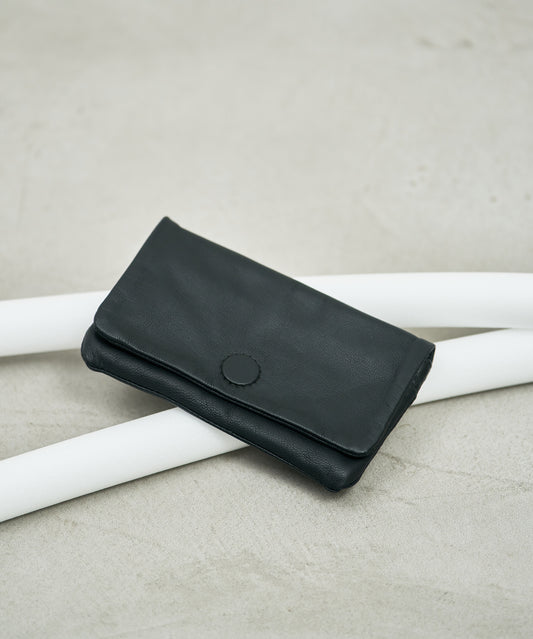 Flap Wallet - Black / goatskin Bare