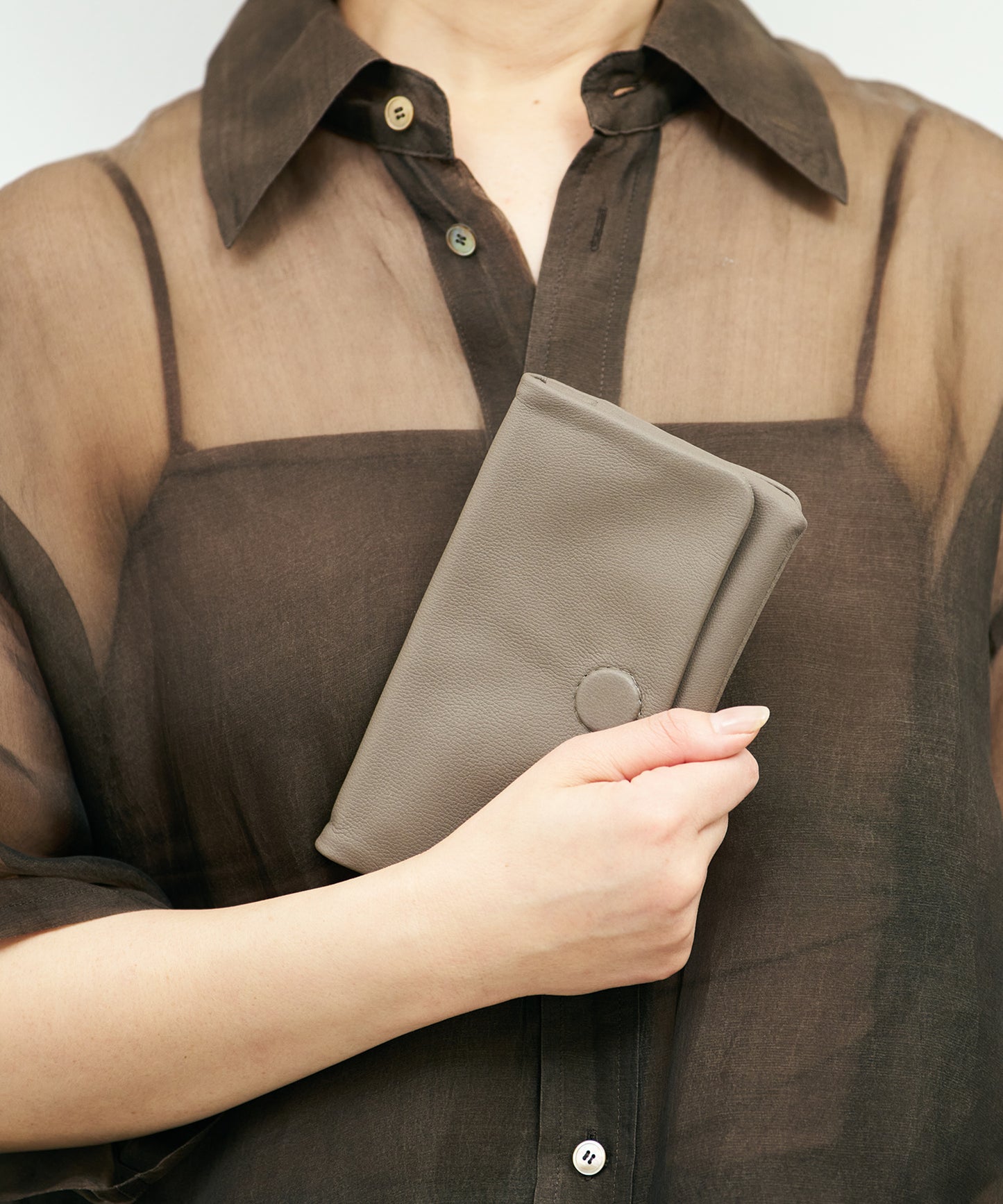 Flap Wallet - Greige / goatskin Bare