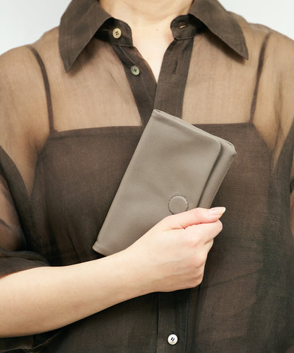 Flap Wallet - Greige / goatskin Bare