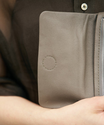 Flap Wallet - Greige / goatskin Bare