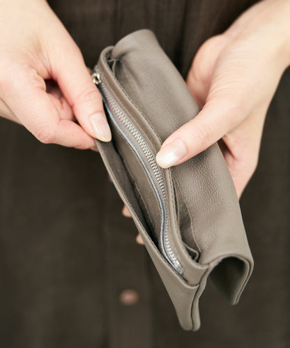 Flap Wallet - Greige / goatskin Bare
