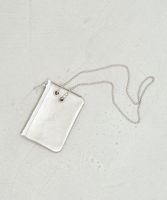 #36/ Kuramae pouch (silver) / pigskin "LUSTRA"