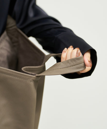 2way Square shoulder - Greige  / goatskin Bare