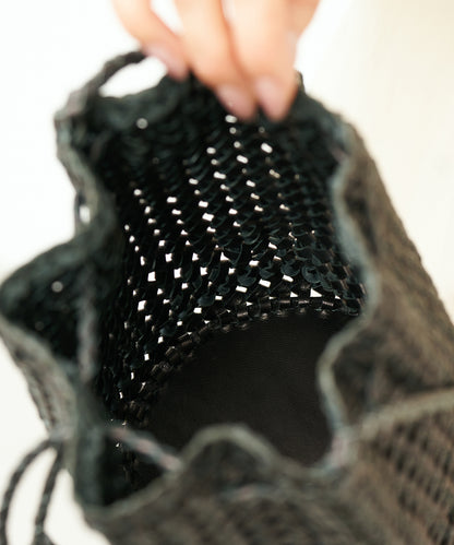 #16/ Tassel bottle shoulder (black) / goatskin "GOAT MESH "