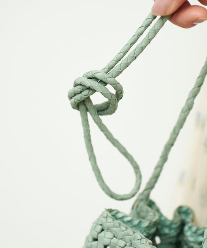 #16/ Tassel bottle shoulder (sage green) / goatskin "GOAT MESH"