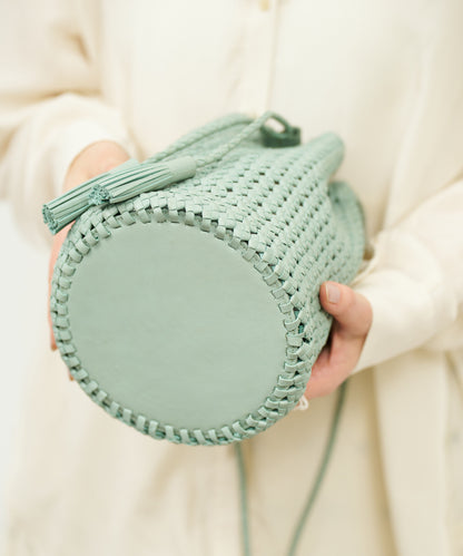 #16/ Tassel bottle shoulder (sage green) / goatskin "GOAT MESH"