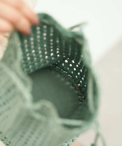 #16/ Tassel bottle shoulder (sage green) / goatskin "GOAT MESH"