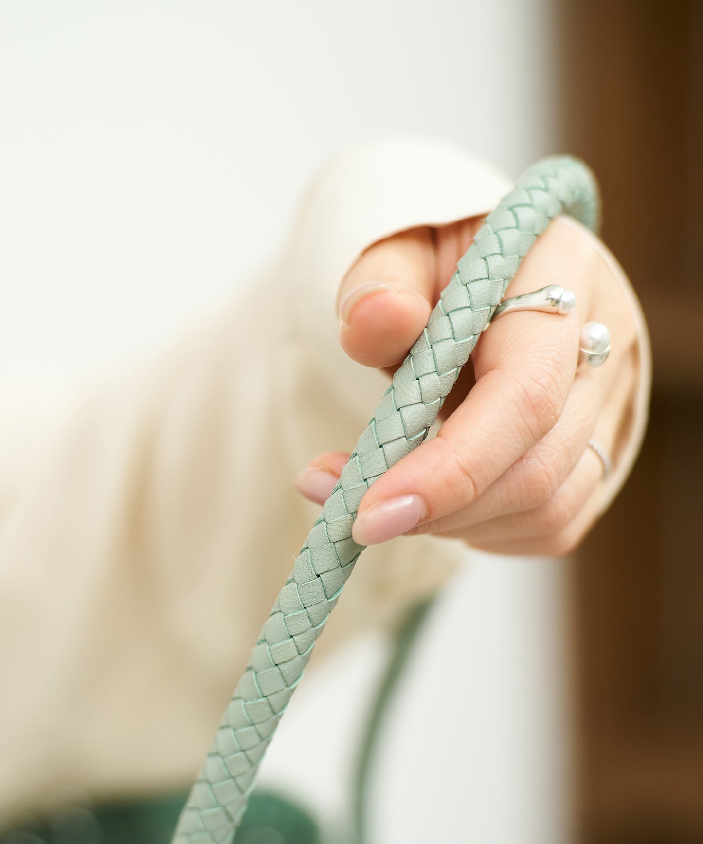 #16/ Book carry (sage green) / goatskin "GOAT MESH"