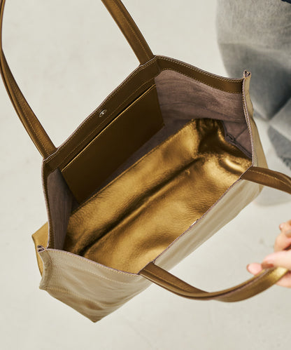Wide tote M - Antique gold / pigskin Lustra