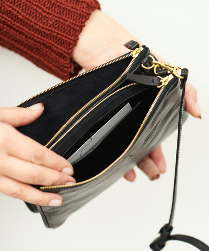 #45/蝴蝶单肩包(黑色)/牛皮“APERTO” 