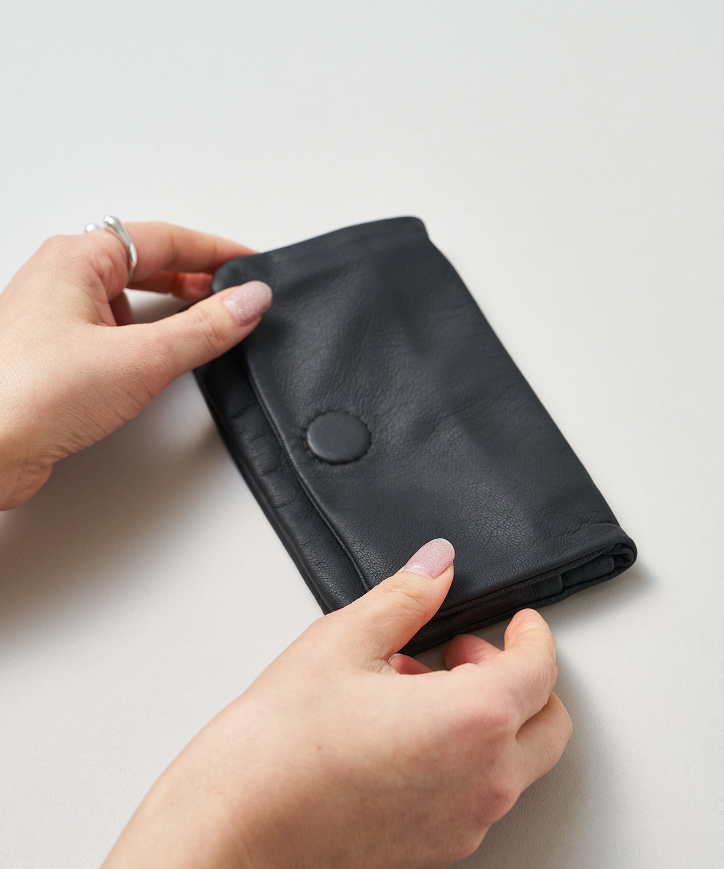 #11/ Flap Wallet (black) / goatskin "BARE"