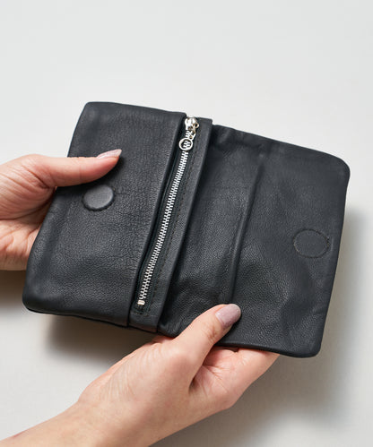 #11/ Flap Wallet (black) / goatskin "BARE"