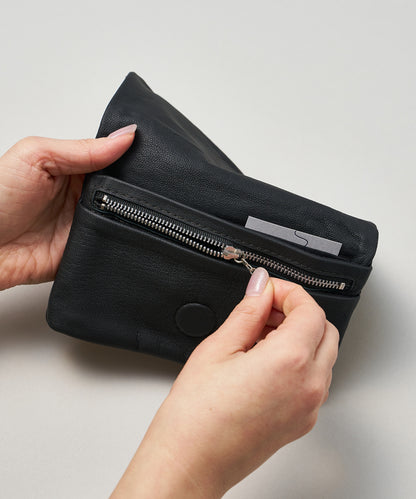 #11/ Flap Wallet (black) / goatskin "BARE"
