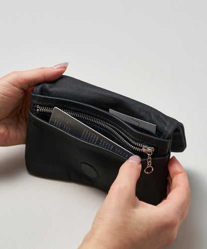 #11/ Flap Wallet (black) / goatskin "BARE"