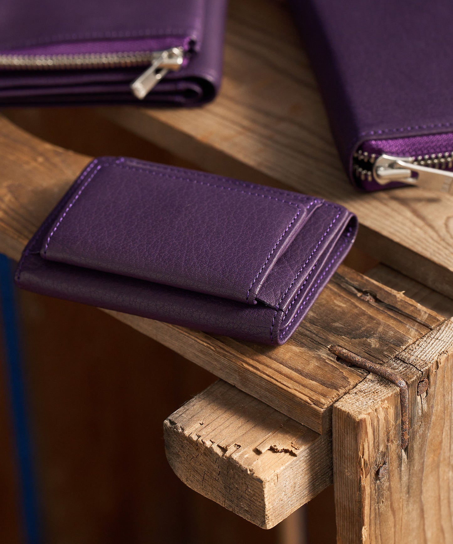 #55 / Mini wallet (purple) / cowhide "BABY BUFFALO"