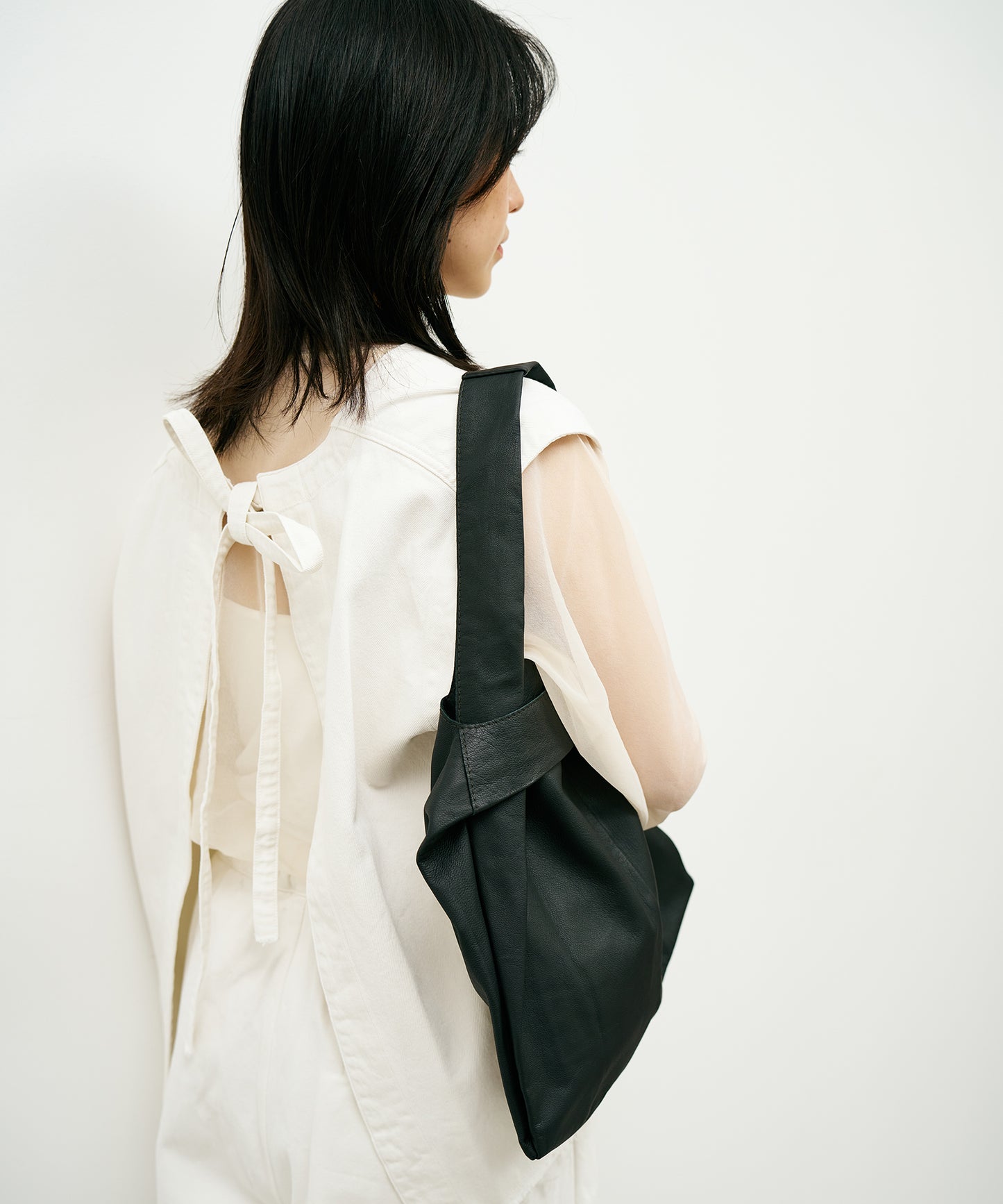 #11/ 2way Reji-bukuro S (black) / goatskin "BARE"