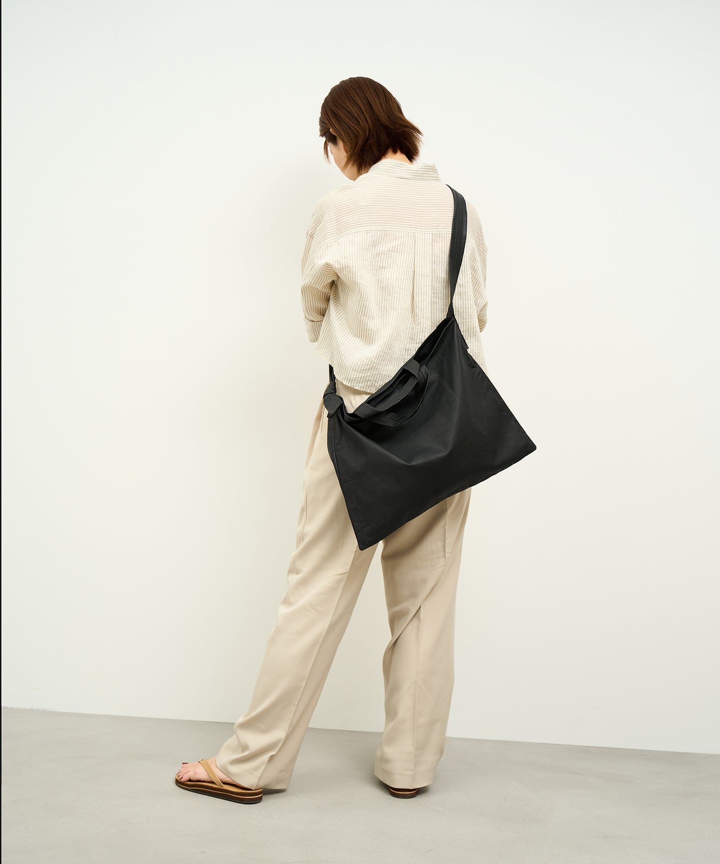 #11 / 2way Square shoulder bag M (black)  / goatskin "BARE"