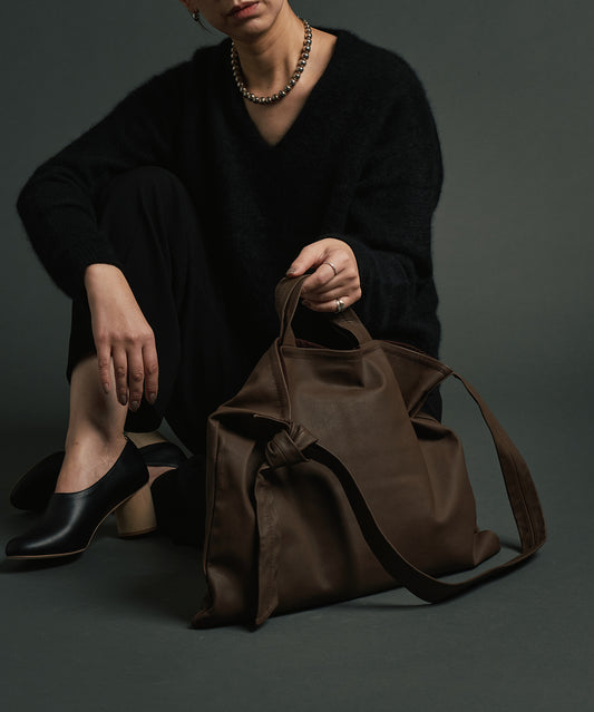 #11 / 2way Square shoulder bag M (dark brown)  / goatskin "BARE"