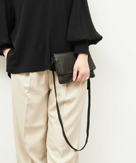 Clutch shoulder bag XS (black) / goatskin "BARE" - REN WEB SHOP