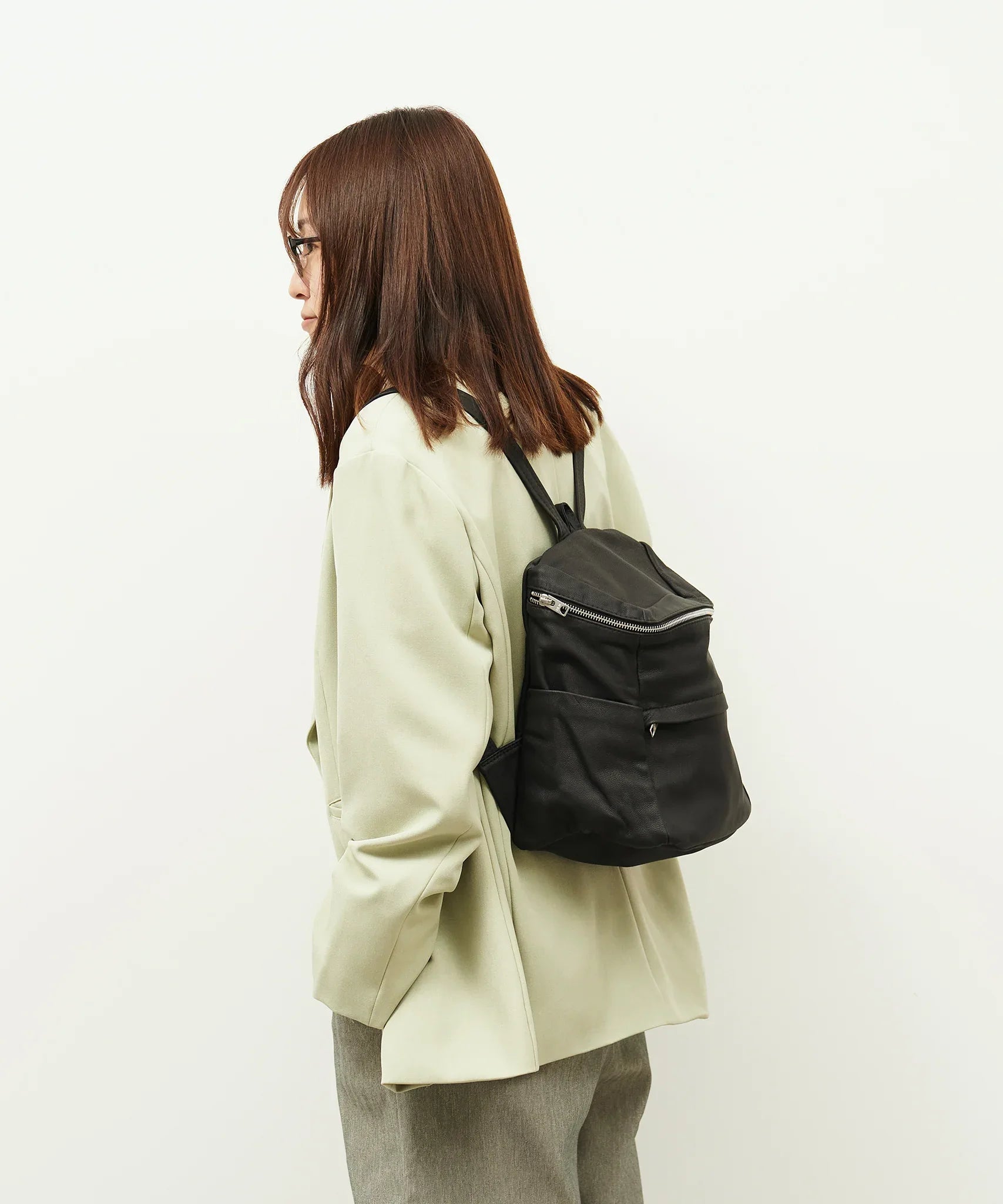 box backpack leather REN / Tokyo 】Soft Goat Leather Box-Shaped Backpack
