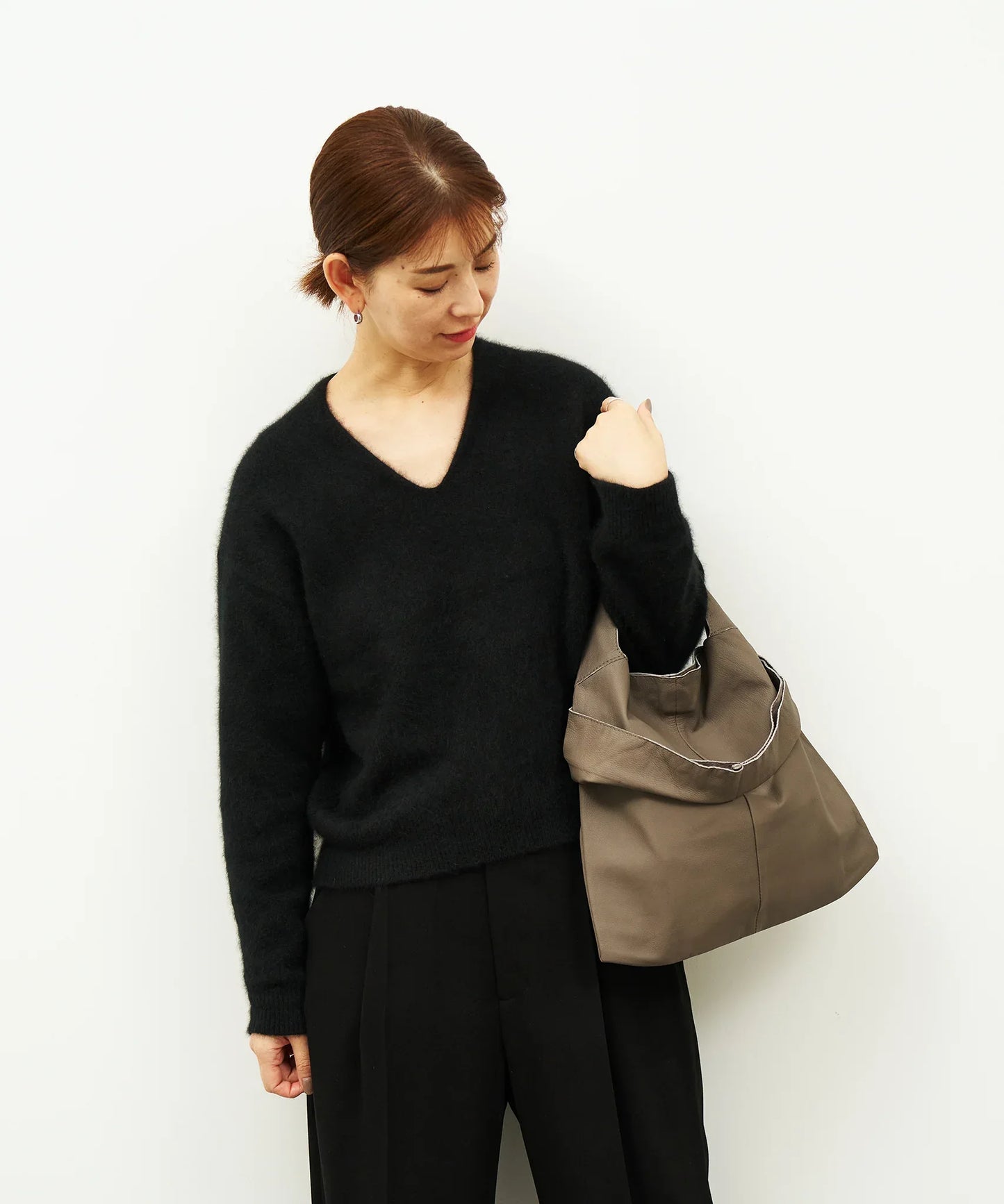 2way Reji-bukuro S (greige) / goatskin "BARE" - REN WEB SHOP