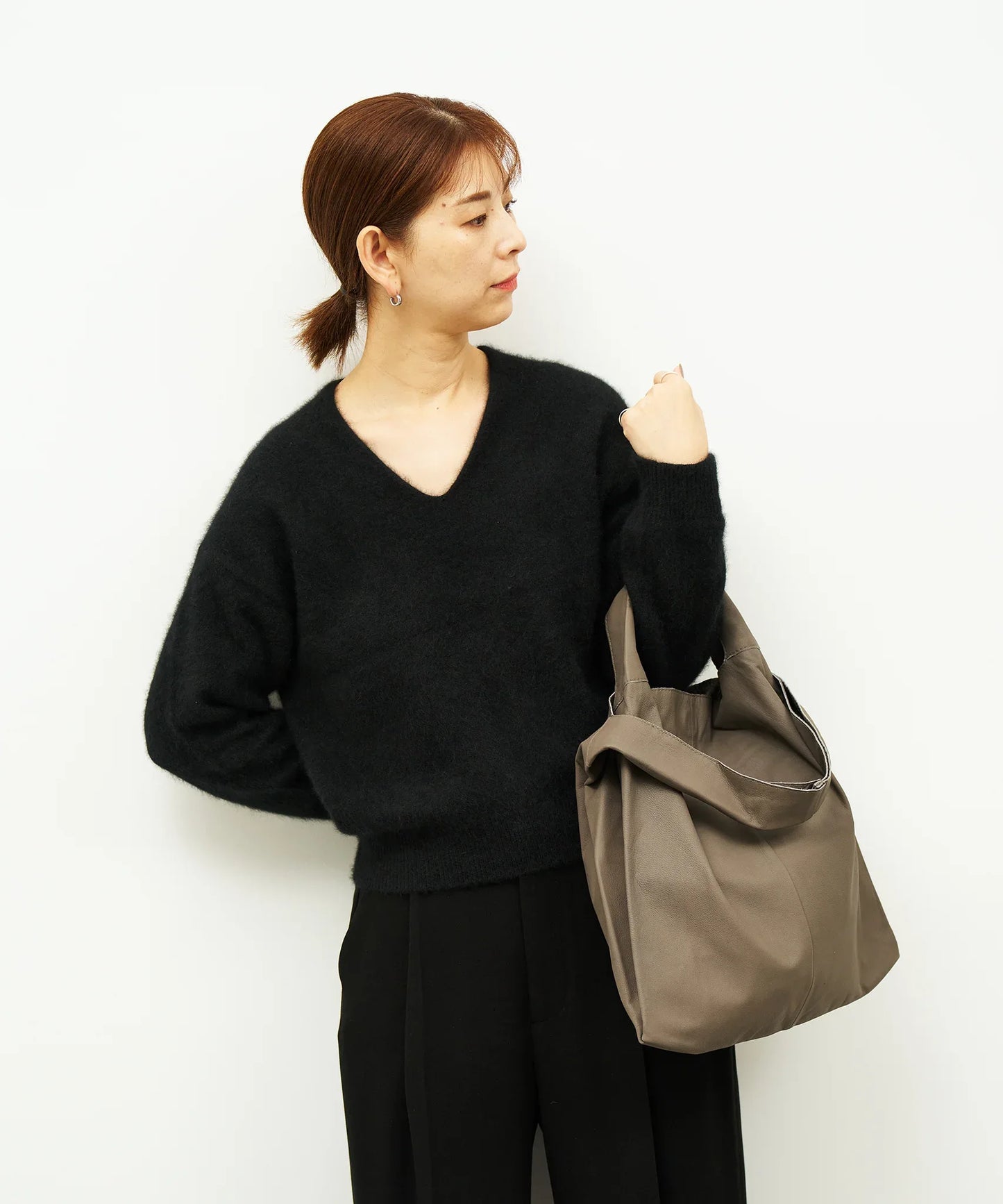 2way Reji-bukuro M (greige) / goatskin "BARE" - REN WEB SHOP
