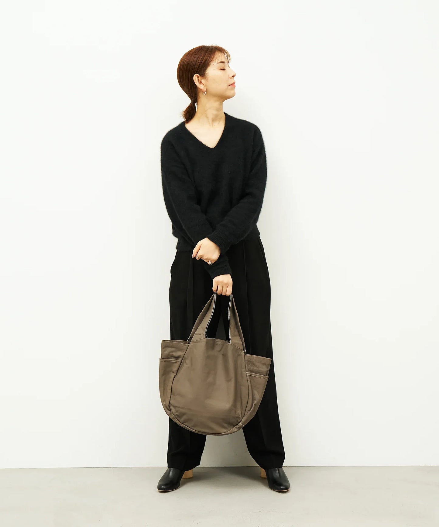 Pumpkin sack (greige) / goatskin "BARE" - REN WEB SHOP