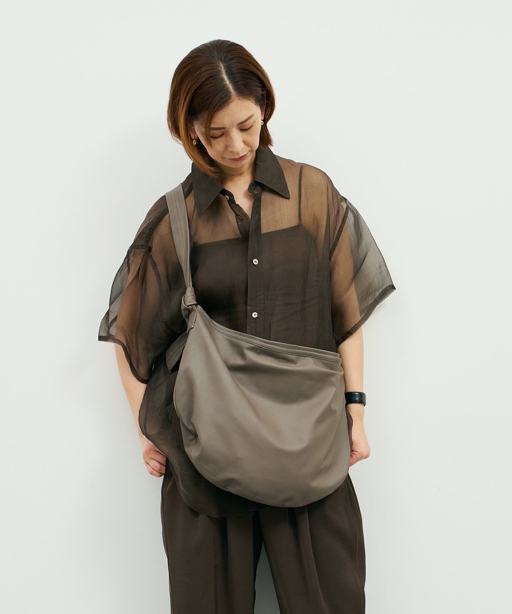 REN / Tokyo 】Stylish Goat Leather Bag - Adjustable Shoulder Strap