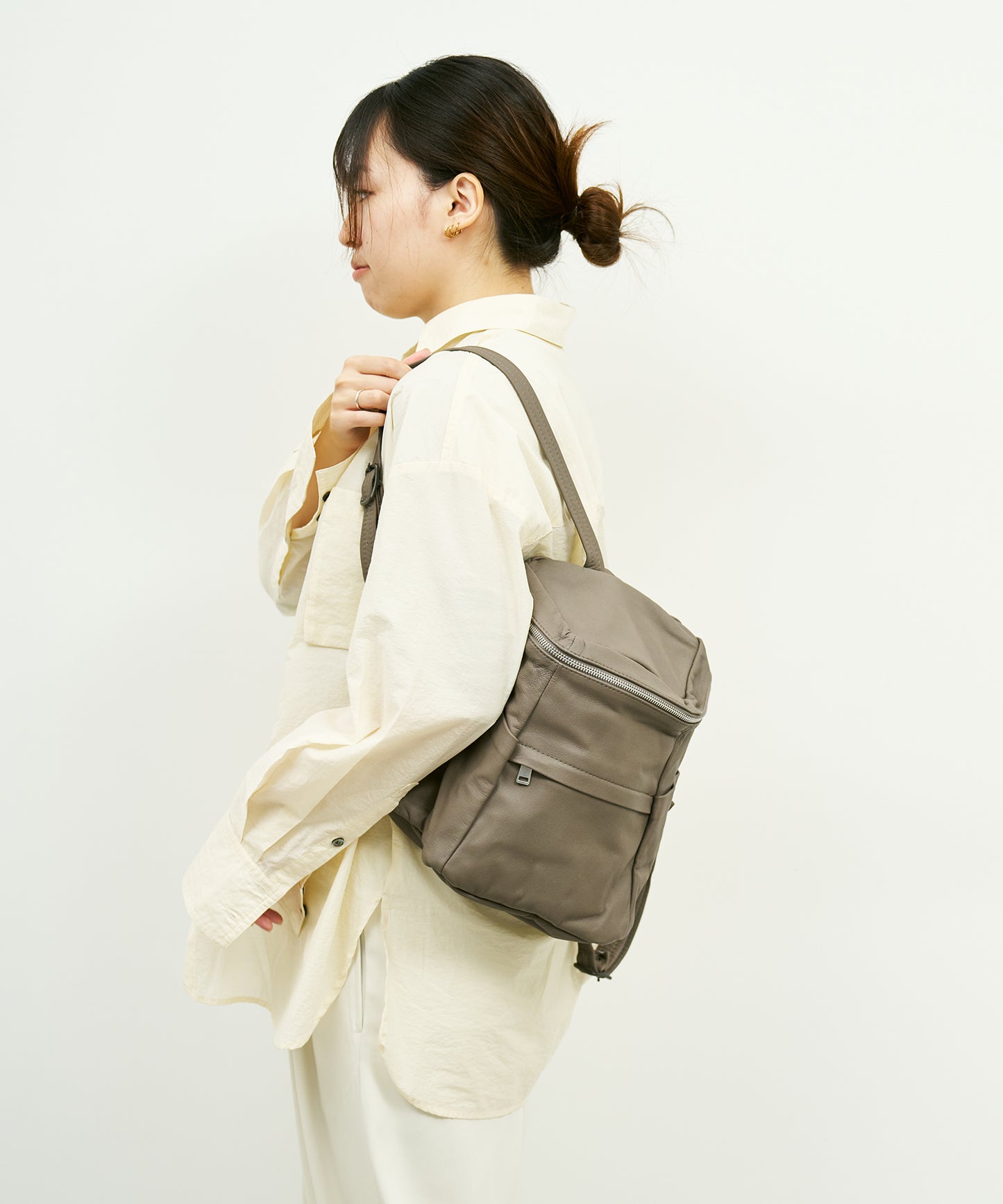 Box backpack - Greige / goatskin Bare
