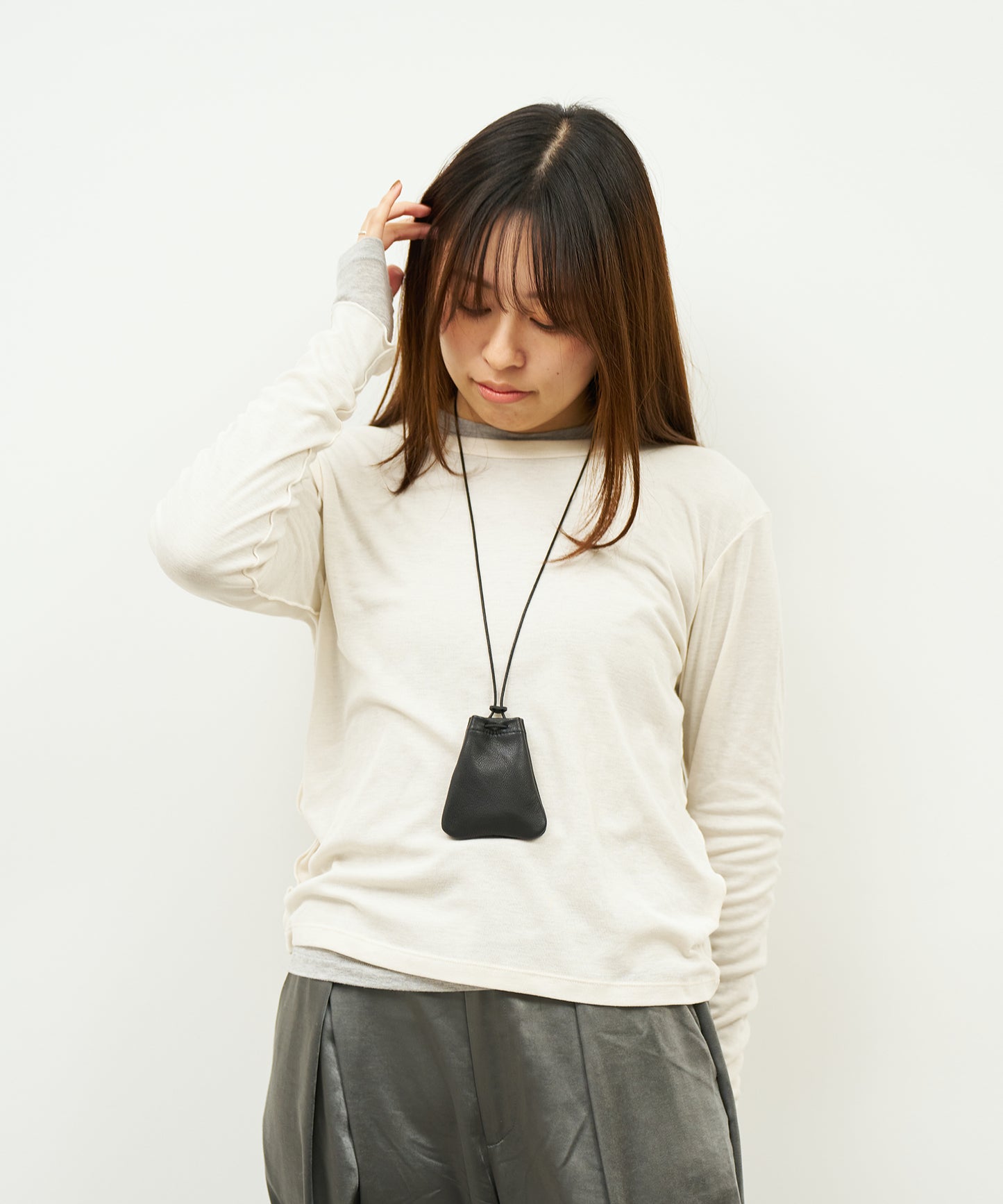 Amulet Pouch (black) / goatskin "STILL"