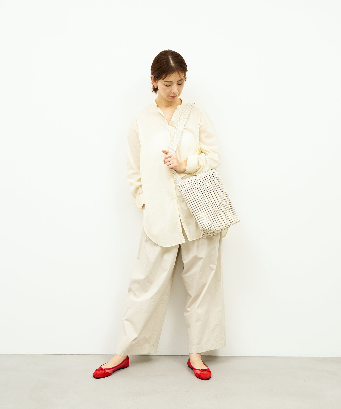 #16/ Box shoulder bag (oatmeal) / goatskin "GOAT MESH "