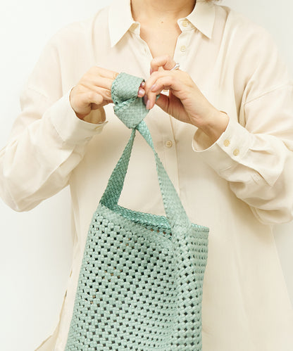 #16/ Box shoulder bag (sage green) / goatskin "GOAT MESH "