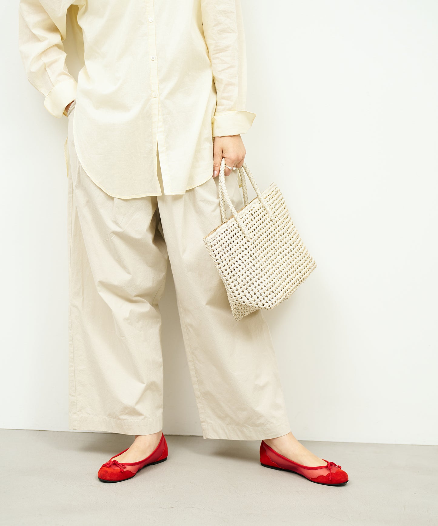 #16/ Basket tote bag S (oatmeal) / goatskin "GOAT MESH "