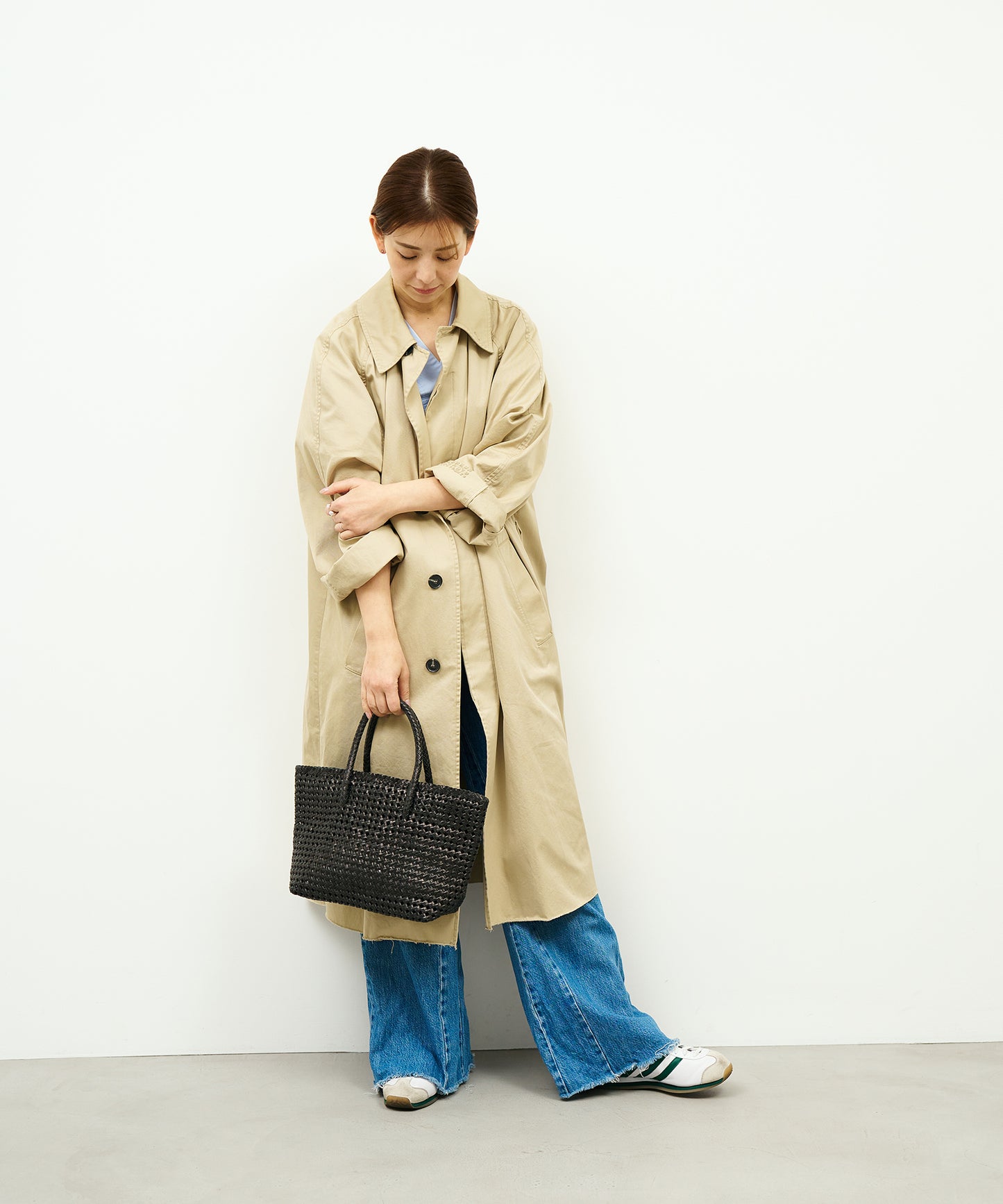 #16/ Basket tote bag S (black) / goatskin "GOAT MESH "