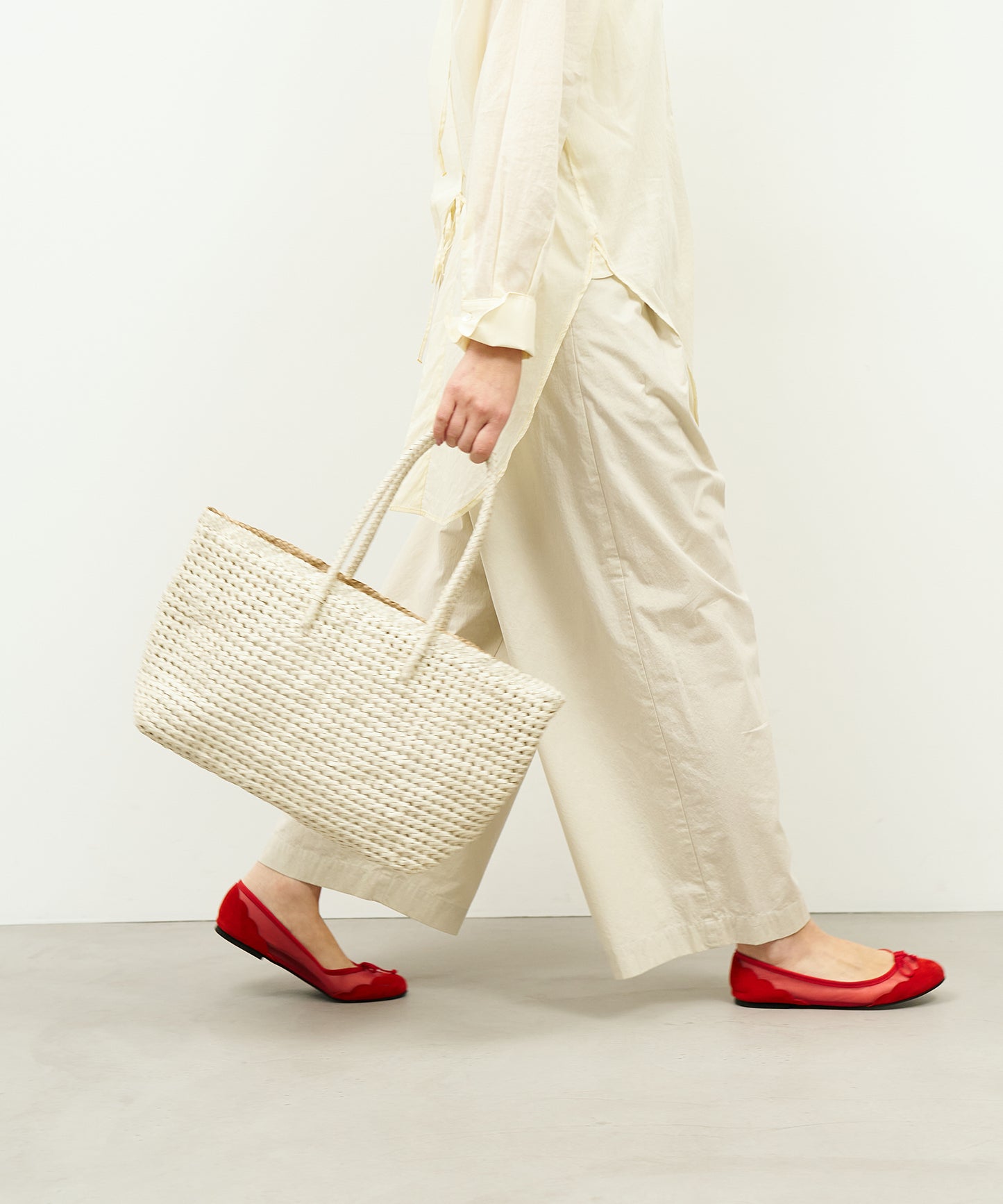 #16/ Basket tote bag M (oatmeal) / goatskin "GOAT MESH "