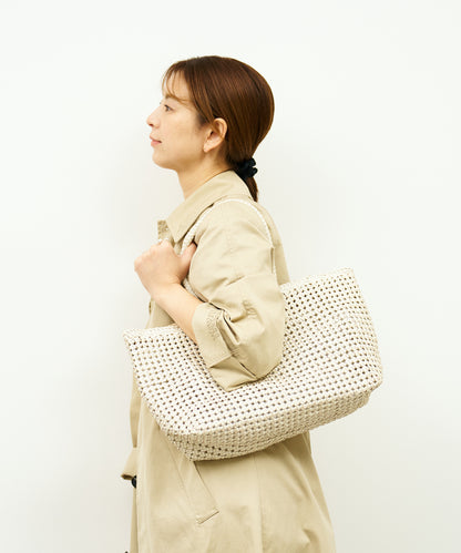 #16/ Basket tote bag M (oatmeal) / goatskin "GOAT MESH "