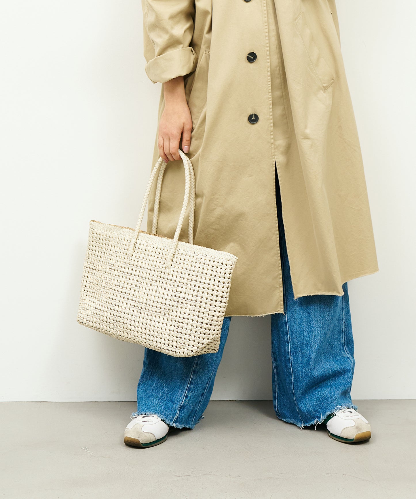 #16/ Basket tote bag M (oatmeal) / goatskin "GOAT MESH "