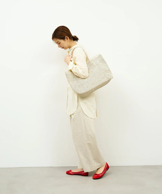 Basket tote bag L (oatmeal) / goatskin "GOAT MESH " - REN WEB SHOP