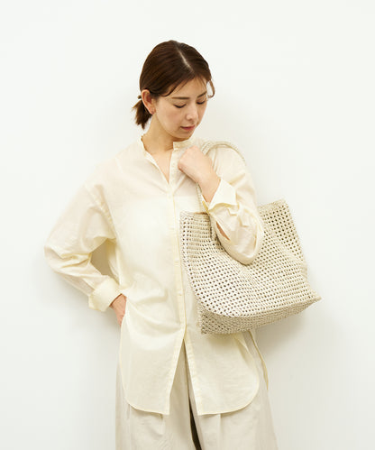#16/ Basket tote bag L (oatmeal) / goatskin "GOAT MESH "