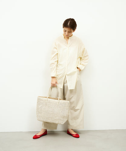 #16/ Basket tote bag L (oatmeal) / goatskin "GOAT MESH "