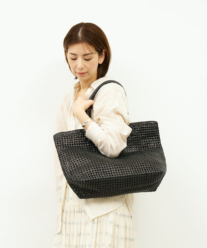 #16/ Basket tote bag L (black) / goatskin "GOAT MESH "