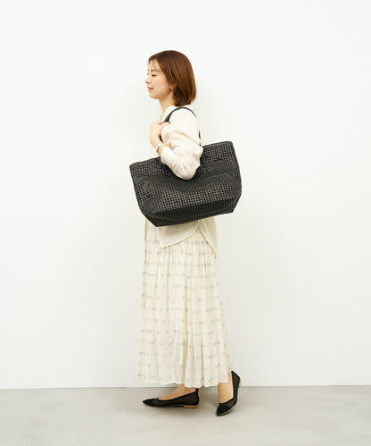 #16/ Basket tote bag L (black) / goatskin "GOAT MESH "