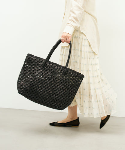 #16/ Basket tote bag L (black) / goatskin "GOAT MESH "