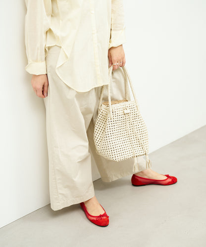 #16/ Tassel tote bag (oatmeal) / goatskin "GOAT MESH "