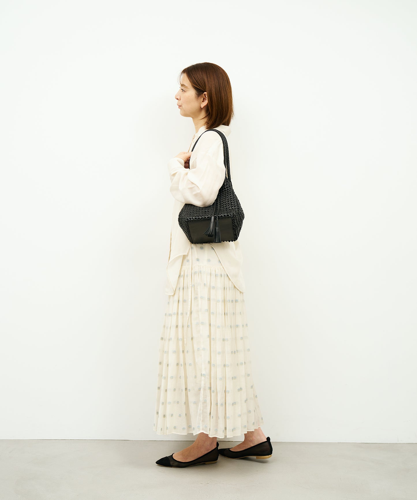 #16/ Tassel tote bag (black) / goatskin "GOAT MESH "