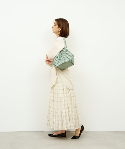 #16/ Tassel tote bag (sage green) / goatskin "GOAT MESH "